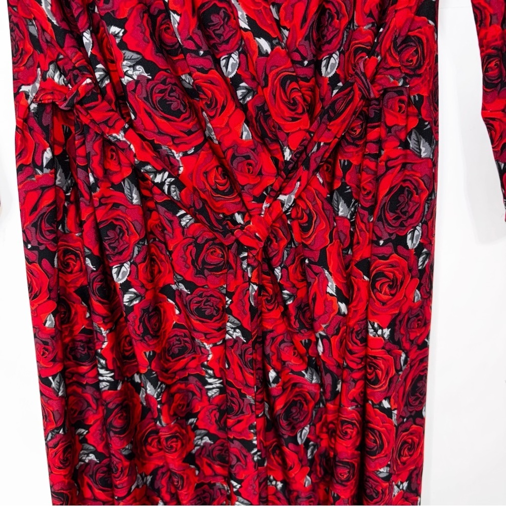 Rene Rofe Red Floral Robe Women Large Open Front - Picture 5 of 8